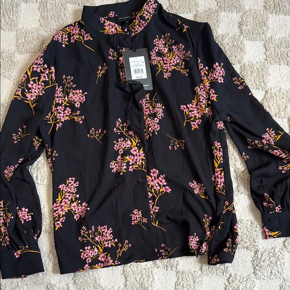 Floral Black Blouse